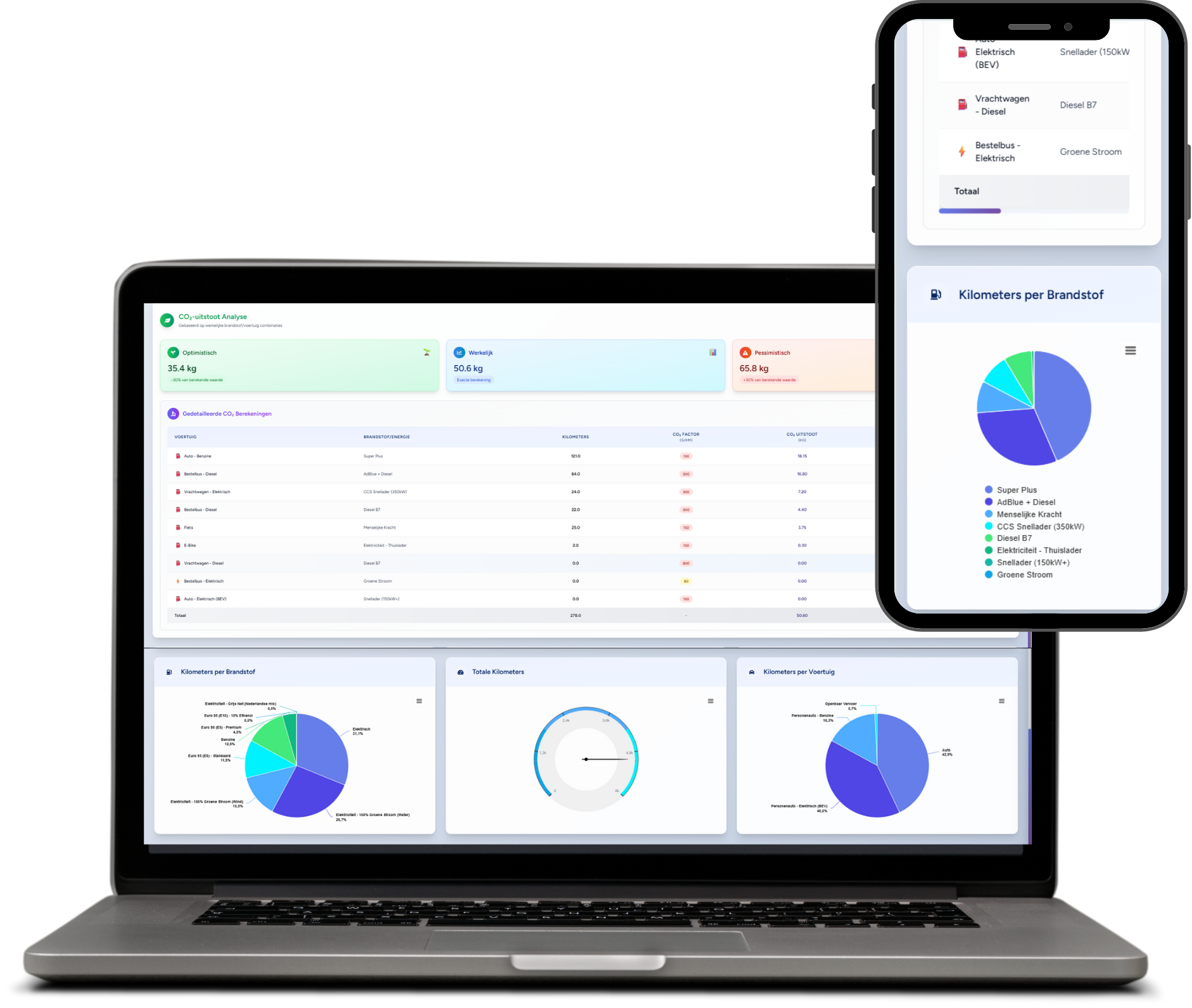 Voertuig en brandstof management met grafische analyses